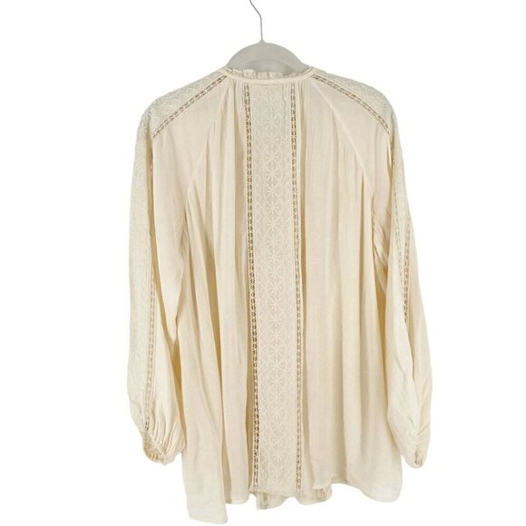 Spell Loves Me Not Embroidered Button Front Boho Cream Cotton Blouse Top Medium - Picture 5 of 10